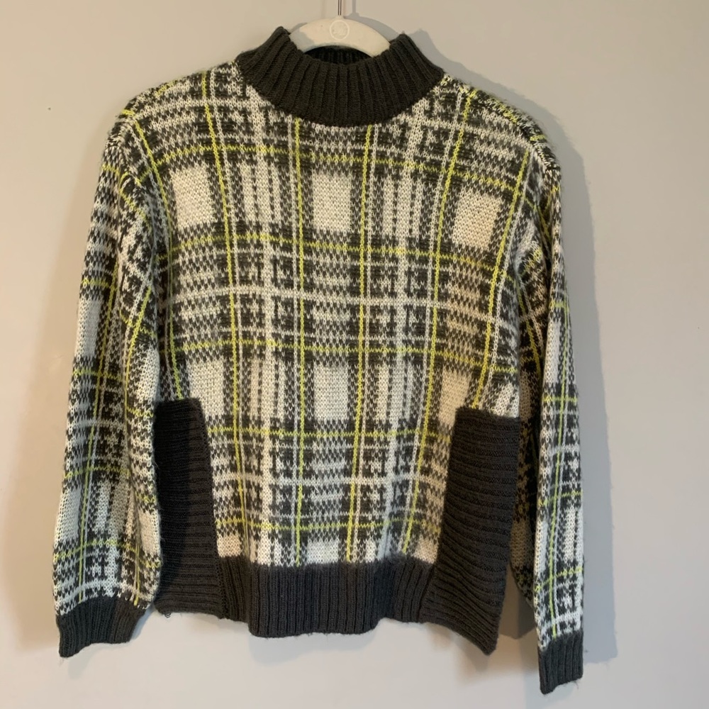NWT NINE WEST plaid sweater academia